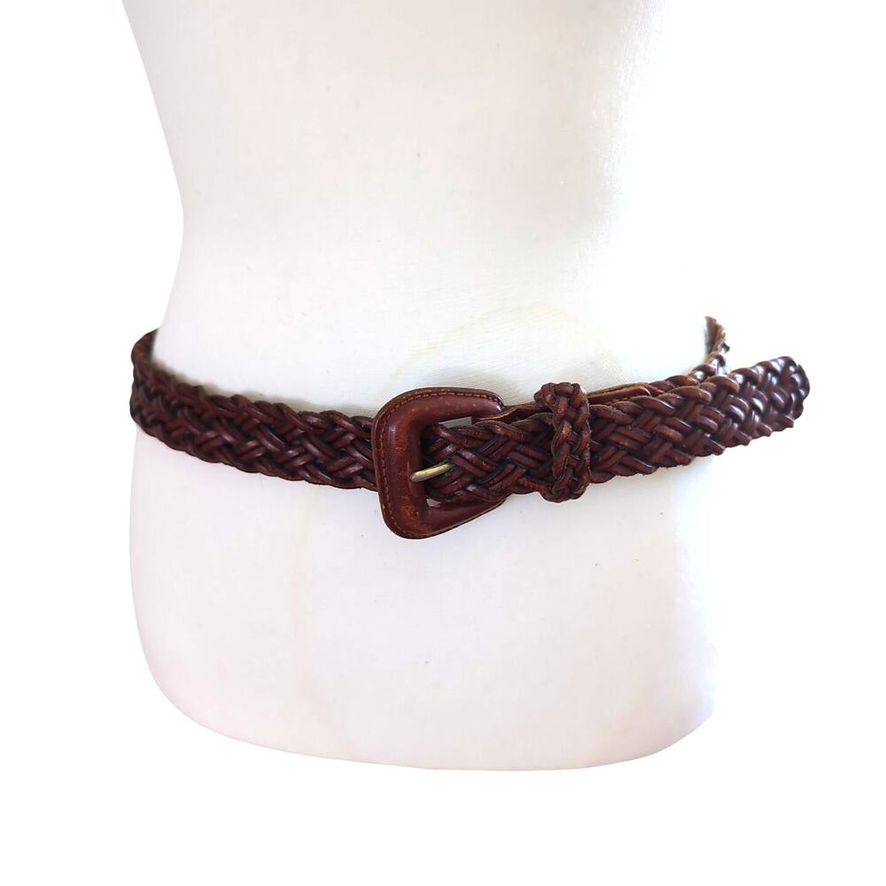 Talbots Brown Leather Braided Belt Size Large